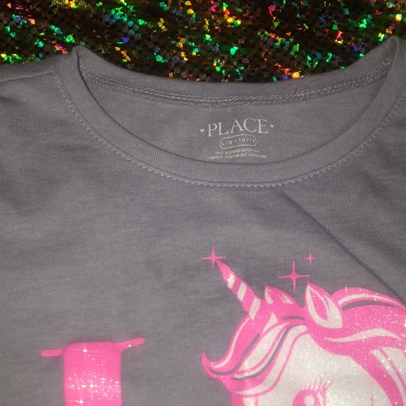 Children Place Love Unicorn Gray Girls Top - Picture 7 of 13